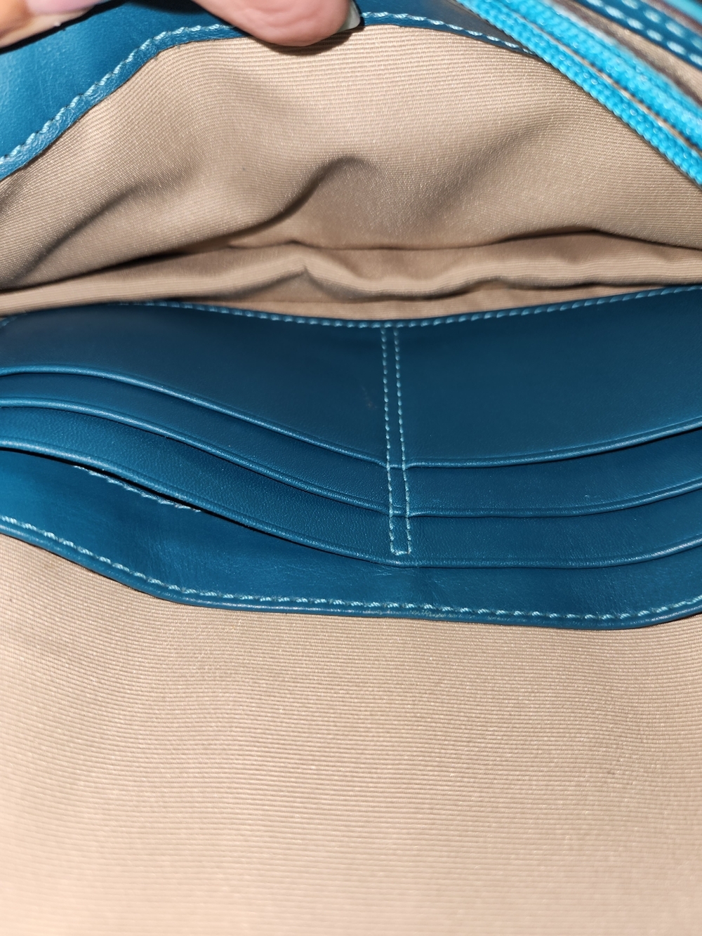 Coach Bleecker Teal Leather Clutch with Buckle Detail - Picture 7 of 14